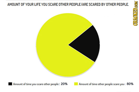 AMOUNT OF YOUR LIFE YOU SCARE OTHER PEOPLE/ARE SCARED BY OTHER PEOPLE CRUN Amount of time 20% you scare other people: Amount of time other people scar