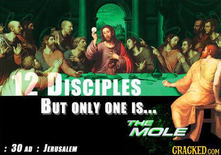 12 DiSCIPLES BUt ONLY ONE IS... TTHE MOLE : : 30 AD: JERUSALEM