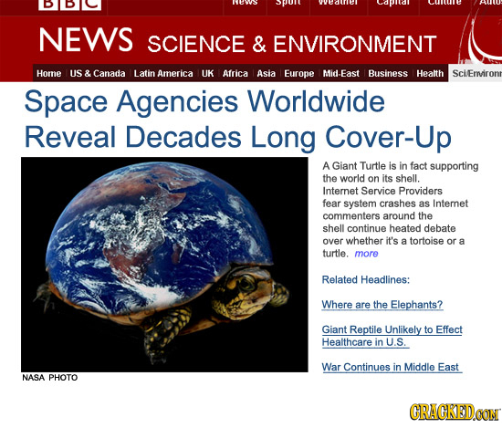 NEWS SCIENCE & ENVIRONMENT Home US & Canada Latin America UK Africa Asia Europe Mid-East Business Health SciEmironr Space Agencies Worldwide Reveal De