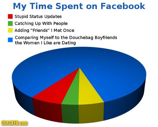 My Time Spent on Facebook Stupid Status Updates Catching Up With People Adding Friends / Met Once Comparing Myself to the Douchebag Boyfriends the W