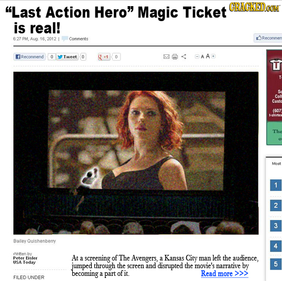 Last Action Hero Magic Ticket GRAGKEDOON is real! 6-27 Aug 6.2012 Cornments 3Recommen Recommend 0 Tweet 0 0 AA T Coll Custe (607 The Most 1 2 3 Bail