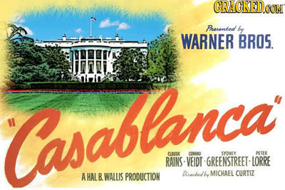 GRACKEDOON Resented by WARNER BROS. HE Casablancat nDE 05ES SYDOVEY PETER RAINS VEIDT -GREENSTREET. LORRE A CURTIZ HAL B WALLIS PRODUCTION Diseebedll