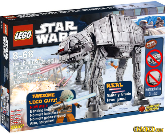 -STAR CEGO WARS NEW 8-68 Kit Hoth Battle Starter Walkers 3 ATAT D Snowtroopers: Rebel Soldieis 40 Exploding Structures REAL ce Retractable Studst AWES