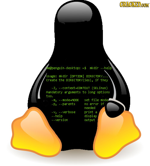 CRACKEDCON e@penguin-desktop: mkdir --help Usage: mkdir [OPTION] DIRECTORY... create the DIRECTORY(ies), if they -Z, --coNtExt=CONTEXT (SELinux) Manda