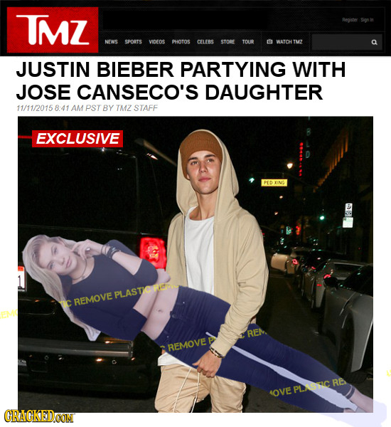TMZ NEWS SPORTS VIDEDS PHOTOS CELEBS STORE TOUR WATCH TMZ JUSTIN BIEBER PARTYING WITH JOSE CANSECO'S DAUGHTER 11/11/2015 8:41 AM PST BY TMZ STAFF EXCL