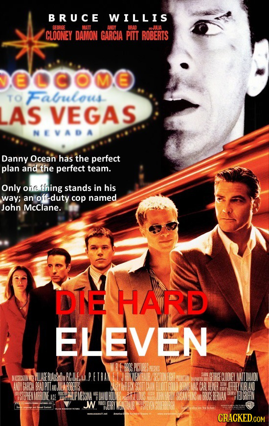 BRUCE WILLIS GEORGE MATT ANDY BRAD MJULIA CLOONEY DAMON GARCIA PITT ROBERTS ecoME TO Fabulous AS VEGAS NEVADA Danny Ocean has the perfect plan and the