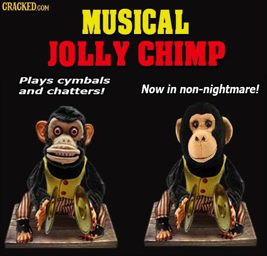 CRACKED.CON MUSICAL JOLLY CHIMP Plays cymbals and chatters! Now in non-nightmare!