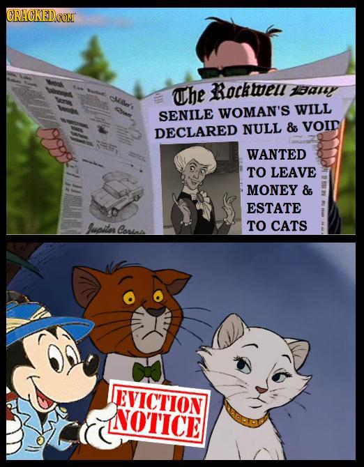 CRACKEDCON wte The Rocktvell 5a1y OMIle's SENILE WOMAN'S WILL ul ia NULL & VOI DECLARED WANTED TO LEAVE MONEY & ESTATE Supits TO CATS Canaa EVICTION N