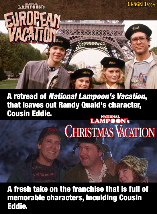 NATIONAL CRACKEDcO LAMPOON'S EUROPEAN VACATON lah Rusey Bllen Meyw A retread of National Lampoon's Vacation, that leaves out Randy Quaid's character,