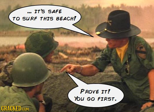 ... IT's SAFE TO SURF THIS BEACH! Prore IT! You GO FIRST.