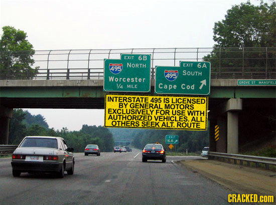 EXIT 6B NORTH EXIT 6A 495 SOUTH 495 Worcester GROVE ST MANSEEL 14 MILE Cape Cod INTERSTATE 495 IS LICENSED BY GENERAL MOTORS EXCLUSIVELY FOR USE WITH