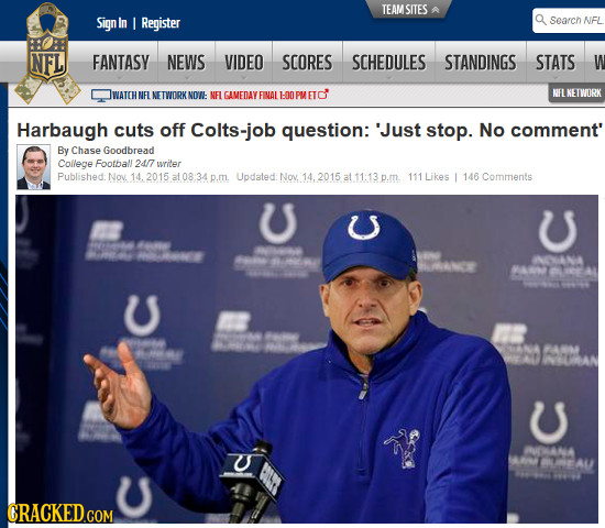 TEAM SITES Signl In I Register Search NFL NFL FANTASY NEWS VIDEO SCORES SCHEDULES STANDINGS STATS W WATEH NFL NETWORKNOIE NEL GAMEDAY FINAL LOOPMETD N