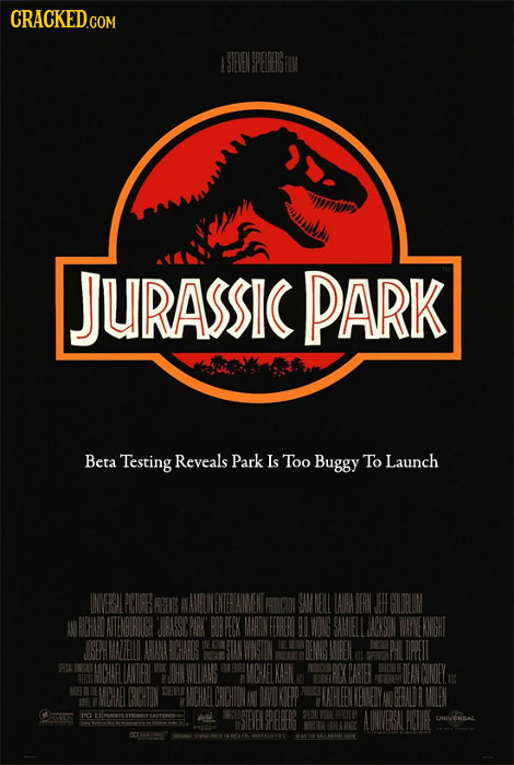 CRACKED.COM JURASSIC PARK Beta Testing Reveals Park Is Too Buggy To Launch INESILPCIPE EGIRLIM CHAD MANEKNGHT