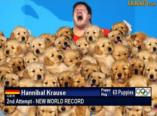 CRACKEDG COM Hannibal Krause Puppy 63 Puppies Hug GER 2nd Attempt- NEW WORLD RECORD