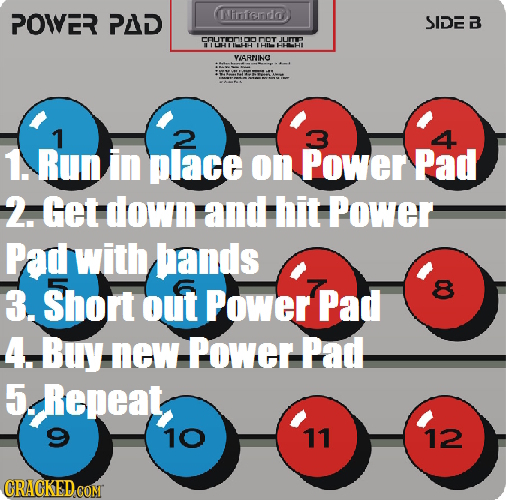 POWER PAD FrTenda SIDE B mOrM DoT IL IIUHHH IHIN VISRUINC 1 1. Run in place on Power Pad 2. Get down and Hit Power Pad with hands 3. Short out Power P