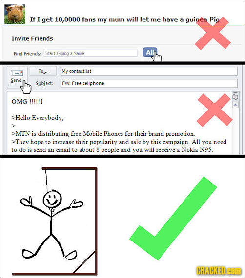 If I get 10,0000 fans my mum will let me have a guinea Pig Invite Friends Find StartTyping All Friends: a Name To... My contact lst Send Subiect: FW: