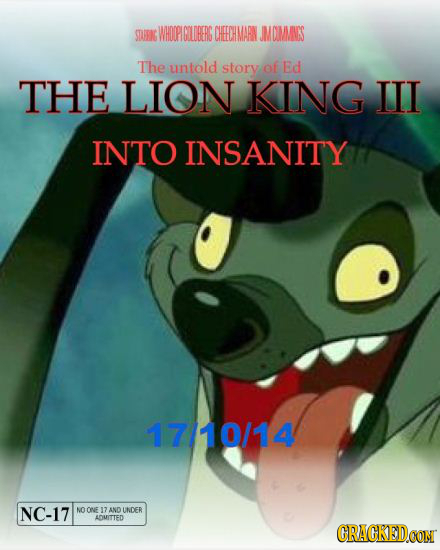 STURIN WHOCPIGILDEERG CEECHMARN JMOIMMNSS The untold story of Ed THE LION KING III INTO INSANITY 1710/14 NC-17 NO ONE 17 AND UNDER ADUITTED CRACKEDCON