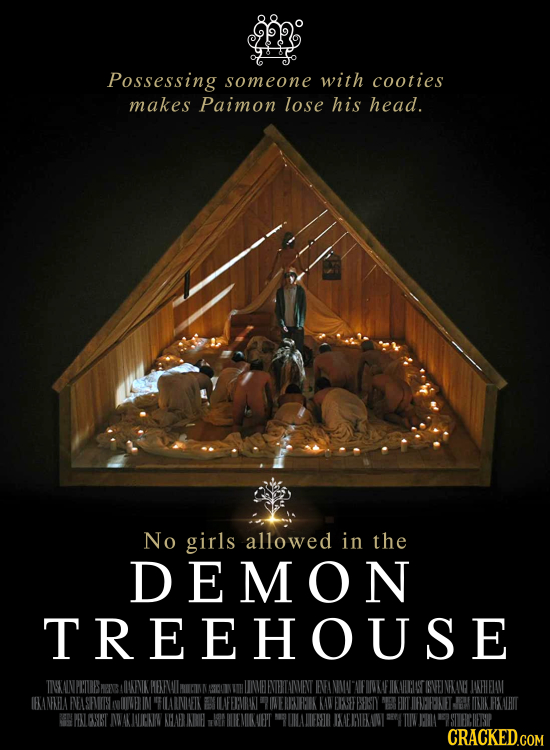 Possessing someone with cooties makes Paimon lose his head. No girls allowed in the DEMON TREEHOUSE TTNY AINPTRBSA KINK EVA AIE FIKHMA ISVEINKANY KFHE