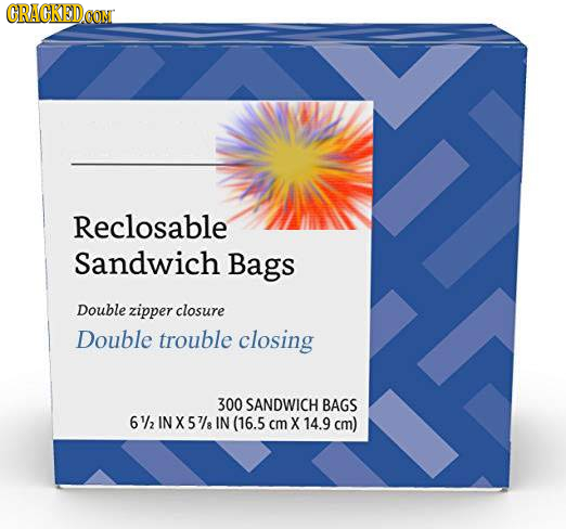 CRACKEDOON Reclosable Sandwich Bags Double zipper closure Double trouble closing 300 SANDWICH BAGS 61/2 INX57/ IN (16.5 cm X 14.9 cm)