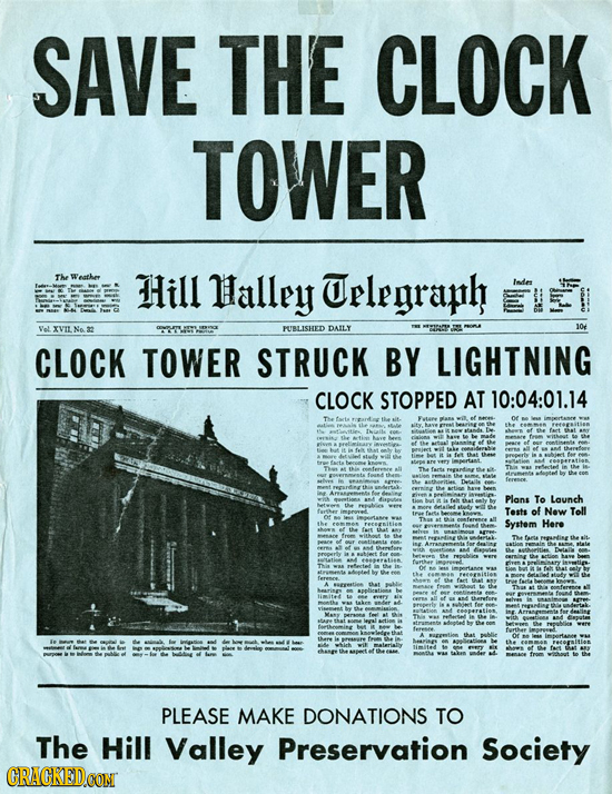 SAVE THE CLOCK TOWER The eethee Hill llalley Urlegraph Inde VoL XVIL Na 32 PUBLISHED DAILY yor CLOCK TOWER STRUCK BY LIGHTNING CLOCK STOPPED AT 10:04: