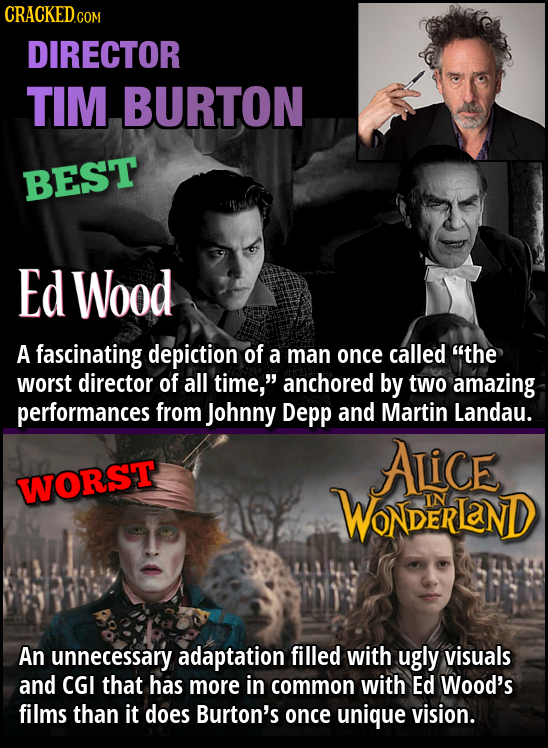 CRACKEDc COM DIRECTOR TIM BURTON BEST Ed Wood A fascinating depiction of a man once called the worst director of all time, anchored by two amazing p