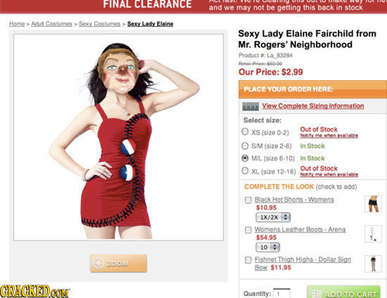 FINAL CLEARANCE and we may not be getting this back in stock Home Adult Cotumes: Sexry Costumes Sexy Lady Elaine Sexy Lady Elaine Fairchild from Mr. R