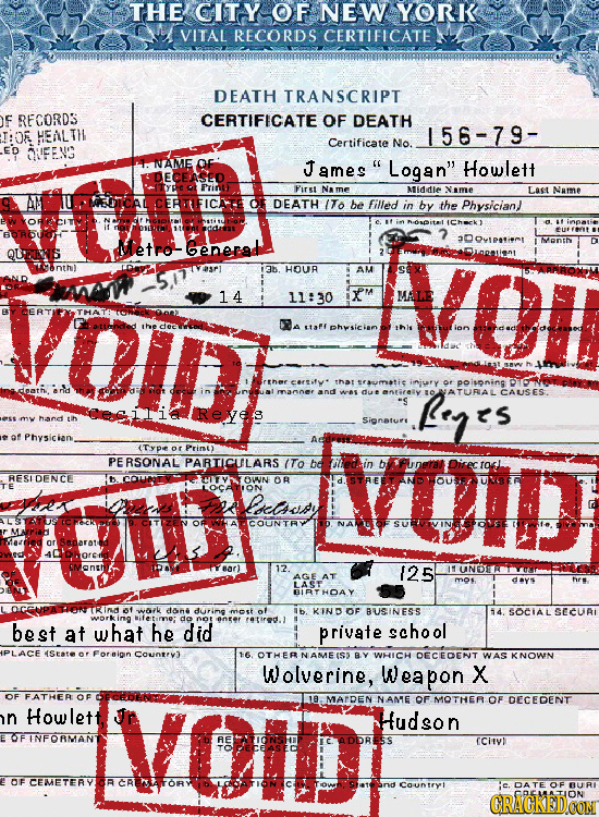 THE CITY OF NEW YORK VITAL RECORDS CERTIFICATE DEATH TRANSCRIPT F RECORD3 CERTIFICATE OF DEATH T:OF HEALTH 156-79- Certificate No. ED OFENS NAME James