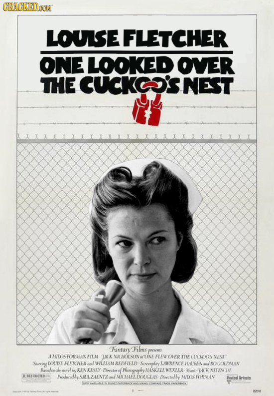 CRAGKEDOON LOUSE FLETCHER ONE LOOKED OVER THE CUCKcOs NEST Funtasy Films presents A IMLOSFORMANFILM ZACK CICASON ONE FLEWOVER THECEENDOS NENT Stmin LO