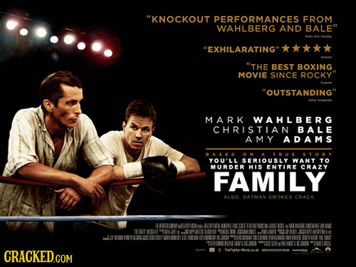 KNOCKOUT PERFORMANCES FROM WAHLBERG AND BALE EXHILARATING THE BEST BOXING MOVIE SINCE ROCKY OUTSTANDING MARK WAHLBERG CHRISTLAN BALE AMY ADAMS