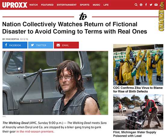 UPROXX WATCH FEATURED ENTERTAINMENT SPORTS MUSIC LIFE to Nation Collectively Watches Return of Fictional Disaster to Avoid Coming to Terms with Real O