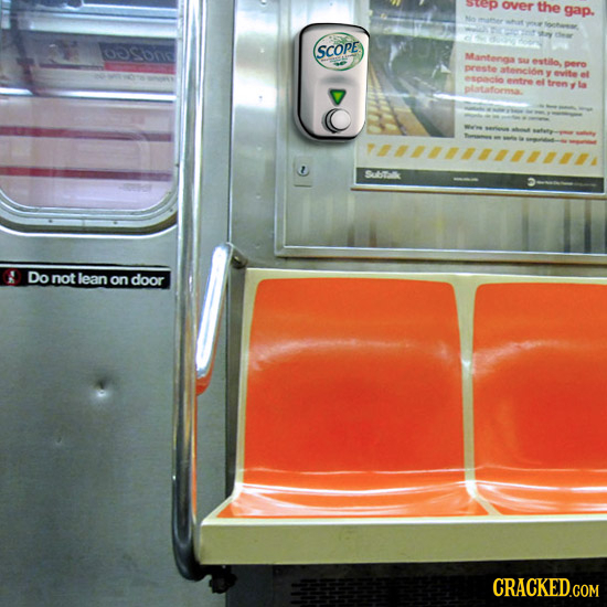 over the gap. OOSond SCOPE Mantenga preste atenclon ewtre el plataformmsa. Subtakk Do not lean on door