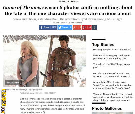 GAME OF THRONES Game of Thrones season 6 photos confirm nothing about the fate of the one character viewers are curious about Sansa and Theon, a stand