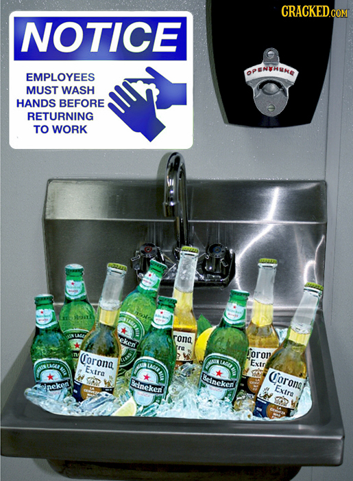 CRACKED.COM NOTICE OPENTHNE EMPLOYEES MUST WASH HANDS BEFORE RETURNING TO WORK IMGIIL MGAE ekent rona re Corona foron USLIEL UMOUL Exir UMA LAGA BEE E
