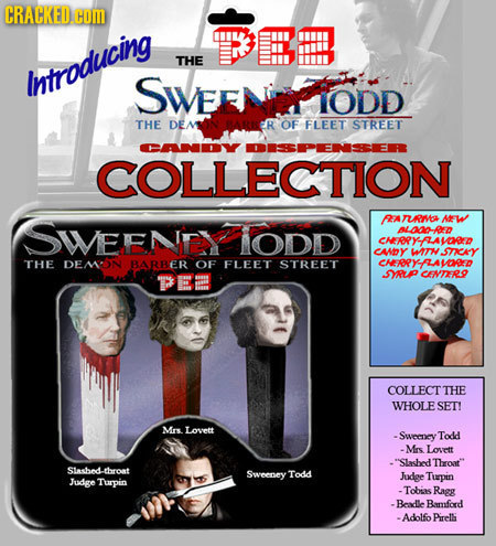 CRACKED.COM WEEE THE Introducing SWEENiODD TODD THE DEN R OF FLEET STREET DISPENSER COLLECTION SWEENEY RM NFW ODD ALOED CHEEPYFAVOED CMby ONTN STKCAY 