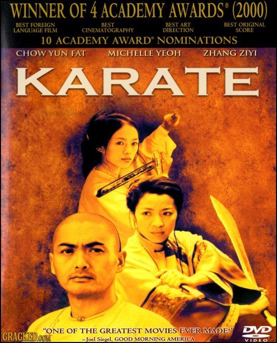WINNER OF 4 ACADEMY AWARDS (2000) BEST FOREIGN BEST ART BEST ORIGINAL LANGUAGE FILM CINEBEST DIRECTION SCORE 10 ACADEMY AWARD NOMINATIONS CHOW YUN FAT