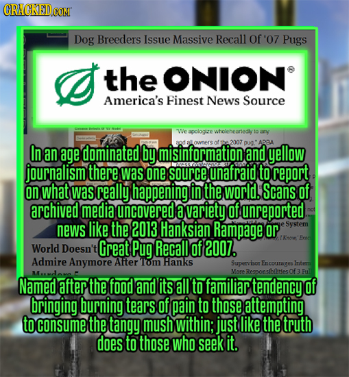 CRACKEDCON Dog Breeders Issue Massive Recall Of '07 Pugs d the ONION America's Finest News Source We apologize wholeheartedly 10 any In lowners 2007 d