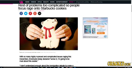 Us NEwS votOS STYLE BEAUITY MOMS ENTERTAINMENT ITafohlockalke ->Beberandlomey Rest of problems too complicated SO people focus rage onto Starbucks coo