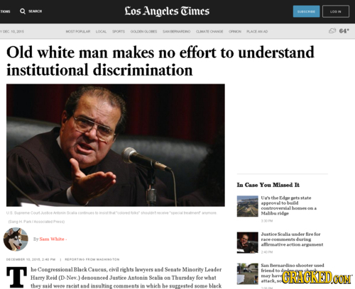 Los Angcles Times SAACH BURNC ssae 64 LOCAL SPORTS Old white man makes no effort to understand institutional discrimination In Case Yon Missed IE U's