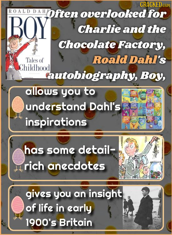 CRACKED ROALD DAH often overlooked for BOY Charlie and the Chocolate Factory, Tales Roald DahI's of Childhood autobiography, Boy, allows you to DHL un