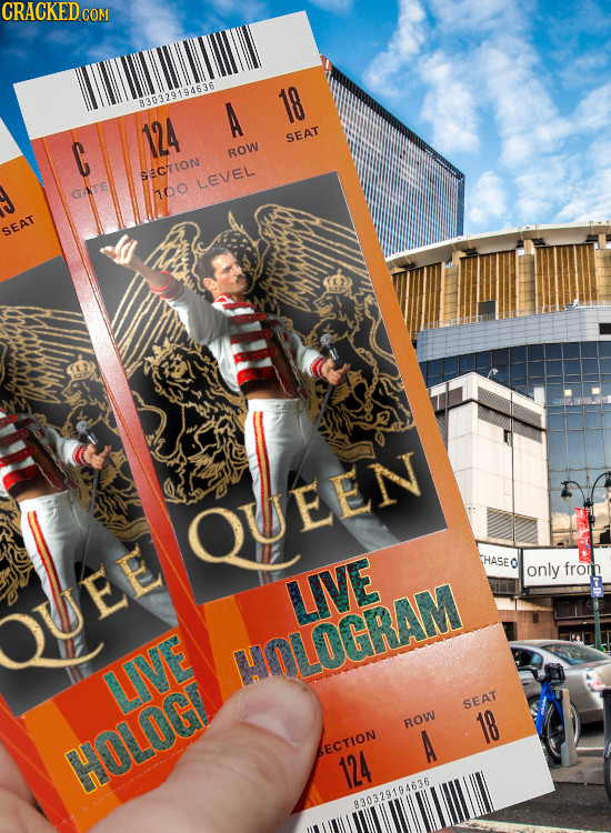 CRACKED CON 830329194636 A 18 124 SEAT C ROW SECTION LEVEL GATE 100 SEAT OUEEN THASEC only from LTVE OUEE HOTIGRAM LTVE SEAT ROW 18 A HOLOG SECTION 12