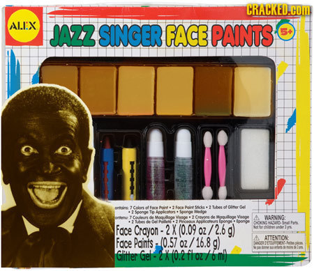 CRACKED.COM AIIY JAZZ SINGER FACE PAINTS 54 nlniene Colors ce Feie Scks tbes of ho el Sponge To A WARNING: Face OCONCHATARO Pon Crayon- N Face Paints: