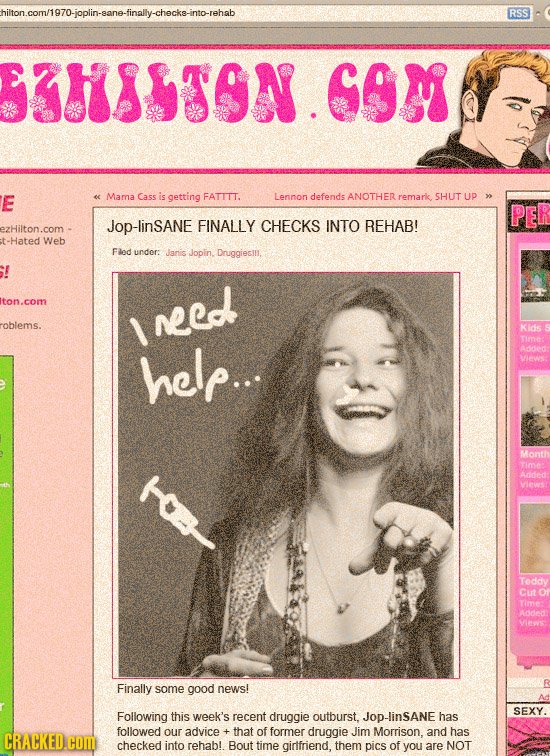 chilton.com/1970-jgplin-eane-finally-checko-into-rehab RSS BHSTON. GOM E Mama Cass is getting FATITT. Lernon defends ANOTHER remark. SHUT UP PE Jop-li