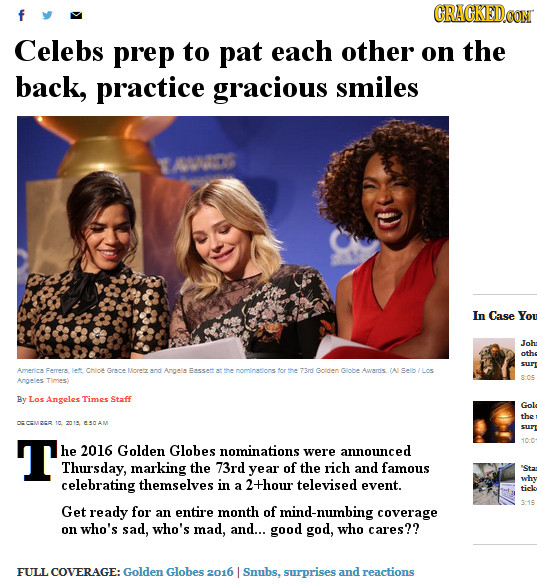 CRACKEDOOT Celebs prep to pat each other on the back, practice gracious smiles ALS In Case Yor Joh Amneriem Farers le' Chic GRca MSoret and Angela Fss