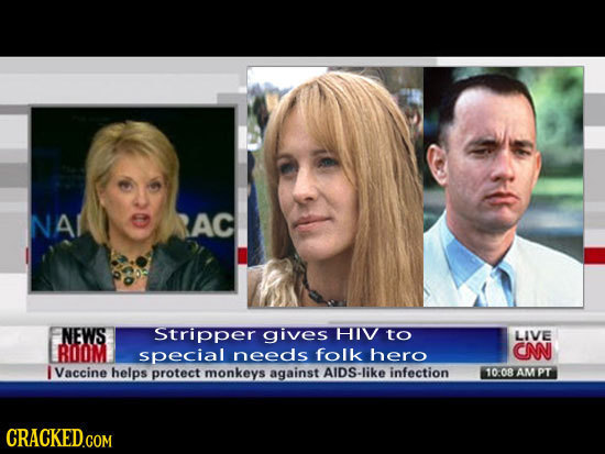 NA AC NEWS Stripper gives HIV to LIVE ROOM special needs folk hero CNN I Vaccine helps protect monkeys against AIDS-like infection 10.08 AM PT CRACKED