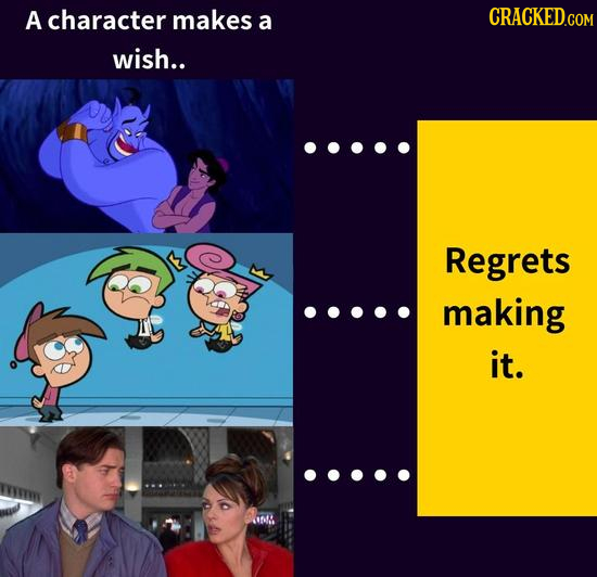 A character makes a CRACKED.COM wish.. Regrets making it. M8 