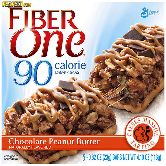 CRACKEDCON FIBER S Genera MiNs one 90 calorie CHEWY BARS MASSIVE CAUSES Chocolate Peanut Butter PARTING NATURALLY FLAVORED enlarged to 5 0.82 OZ (23g)