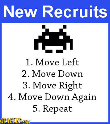 New Recruits 1. Move Left 2. Move Down 3. Move Right 4. Move Down Again 5. Repeat CRACKEDCON 