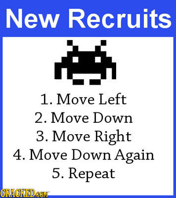 New Recruits 1. Move Left 2. Move Down 3. Move Right 4. Move Down Again 5. Repeat CRACKEDCON