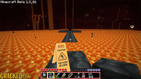 Minecraft Beta 1.3.01 CAUTON MHEAOTE IS LAVA TTITUUUU CRACKEDcO COM 64 IA 64