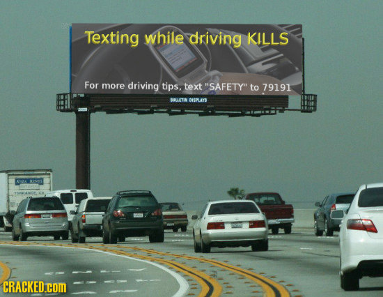 Texting while driving KILLS For more driving tips, text SAFETYI to 79191 BETIN DISPLAYS ANGTA AU3 CRACKED.COM